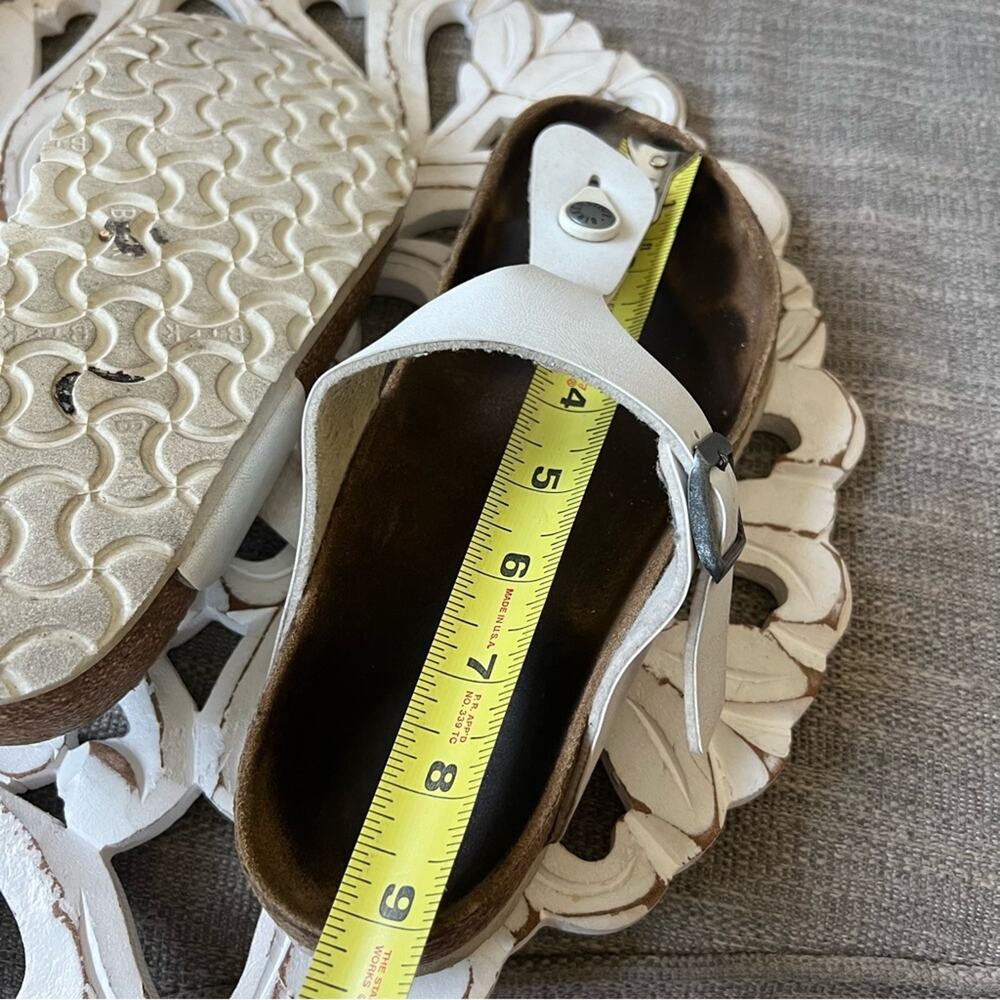 Birkenstock White Leather Sandals Shoes Women’s 7 - Picture 5 of 8